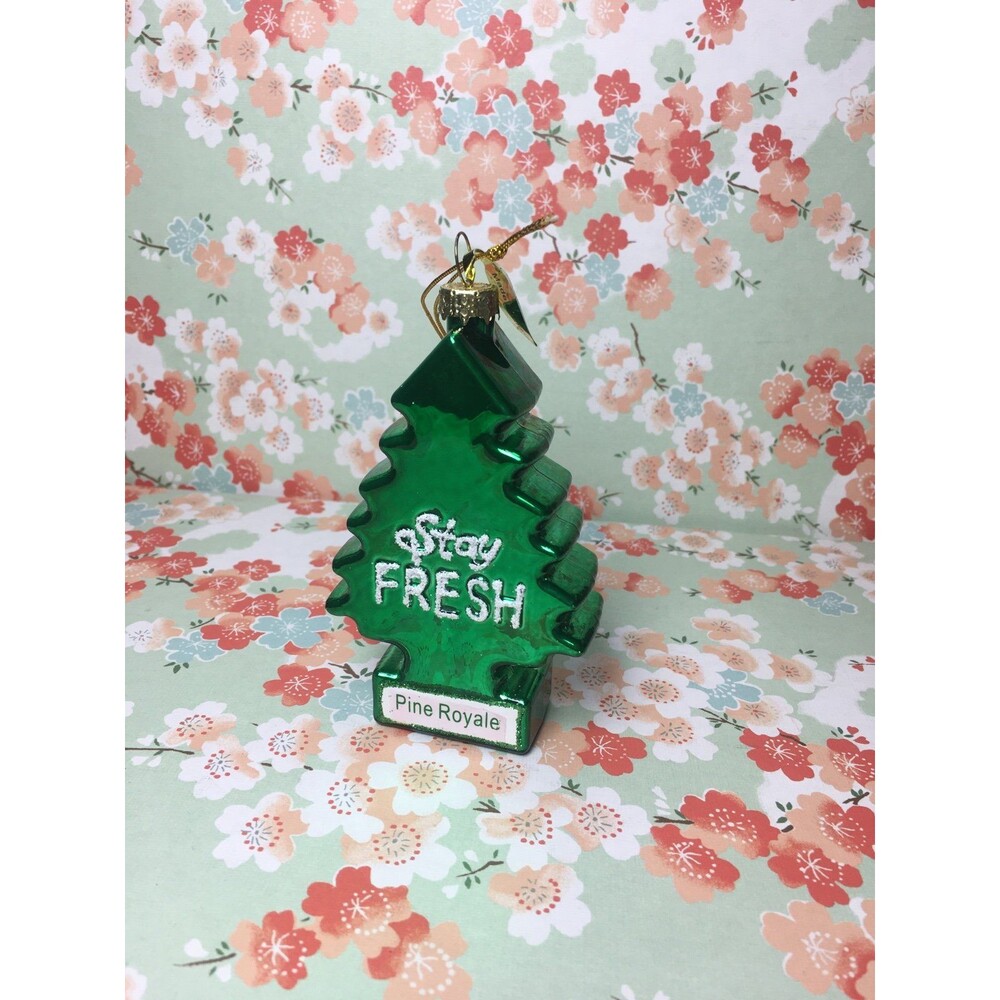 Stay Fresh Pine Tree Green Metallic Christmas Ornament NEW